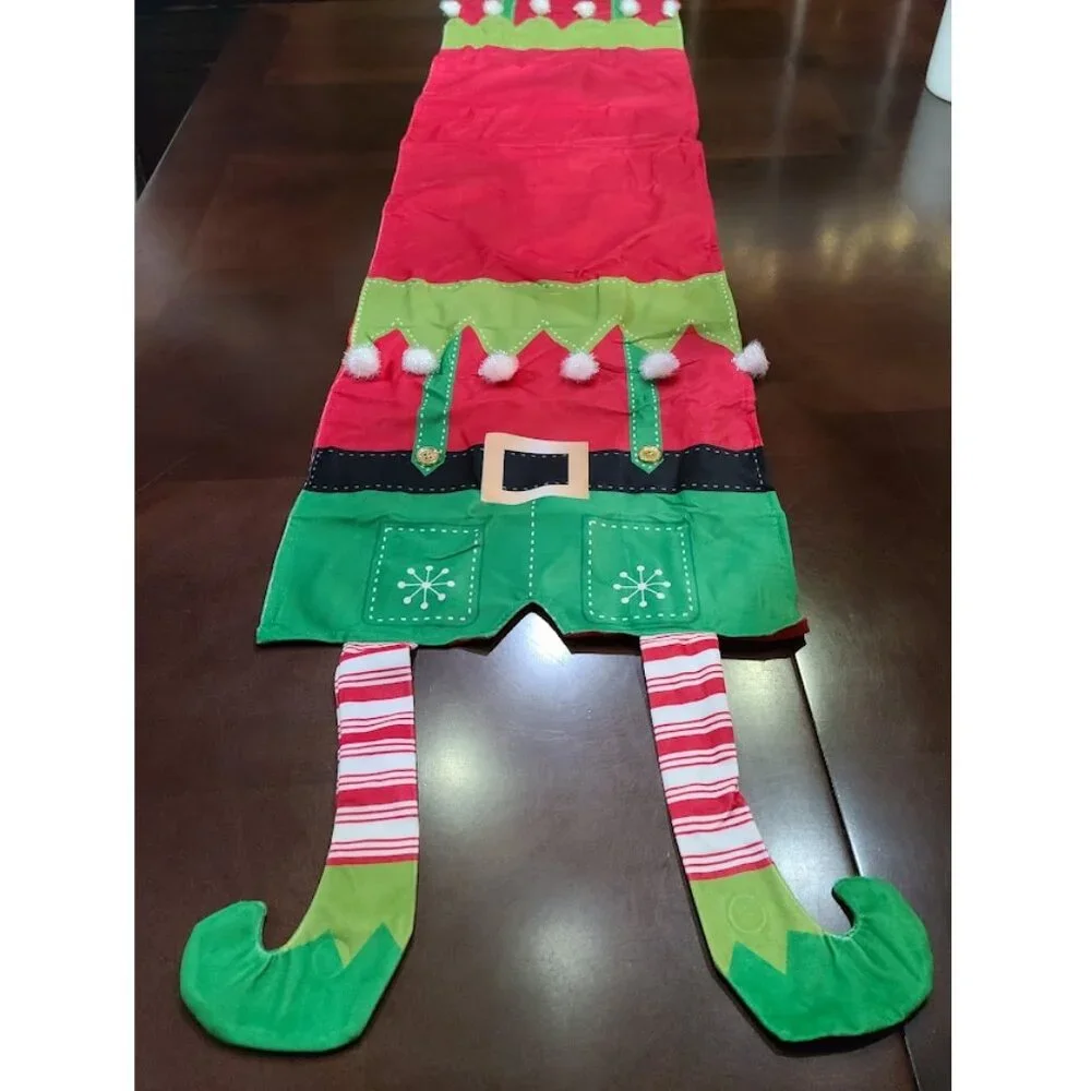 Christmas Table Runner Elf Decor Decorative Cloth Xmas Holiday Decoration Red